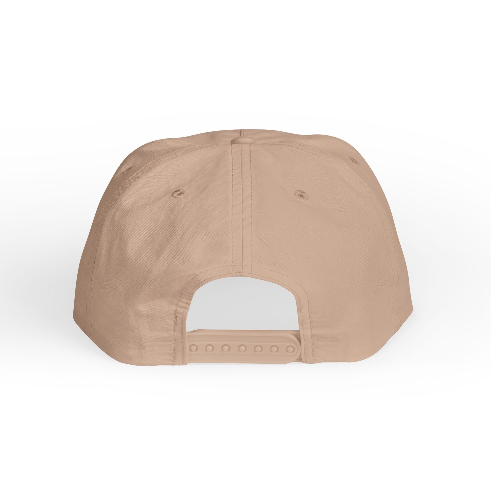 back view of taupe surf cap with snapback 