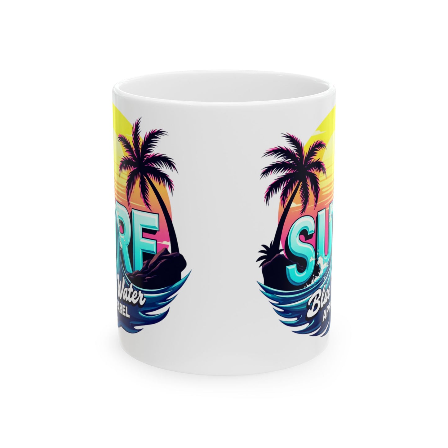 side view of retro surf mug by blue water apparel
