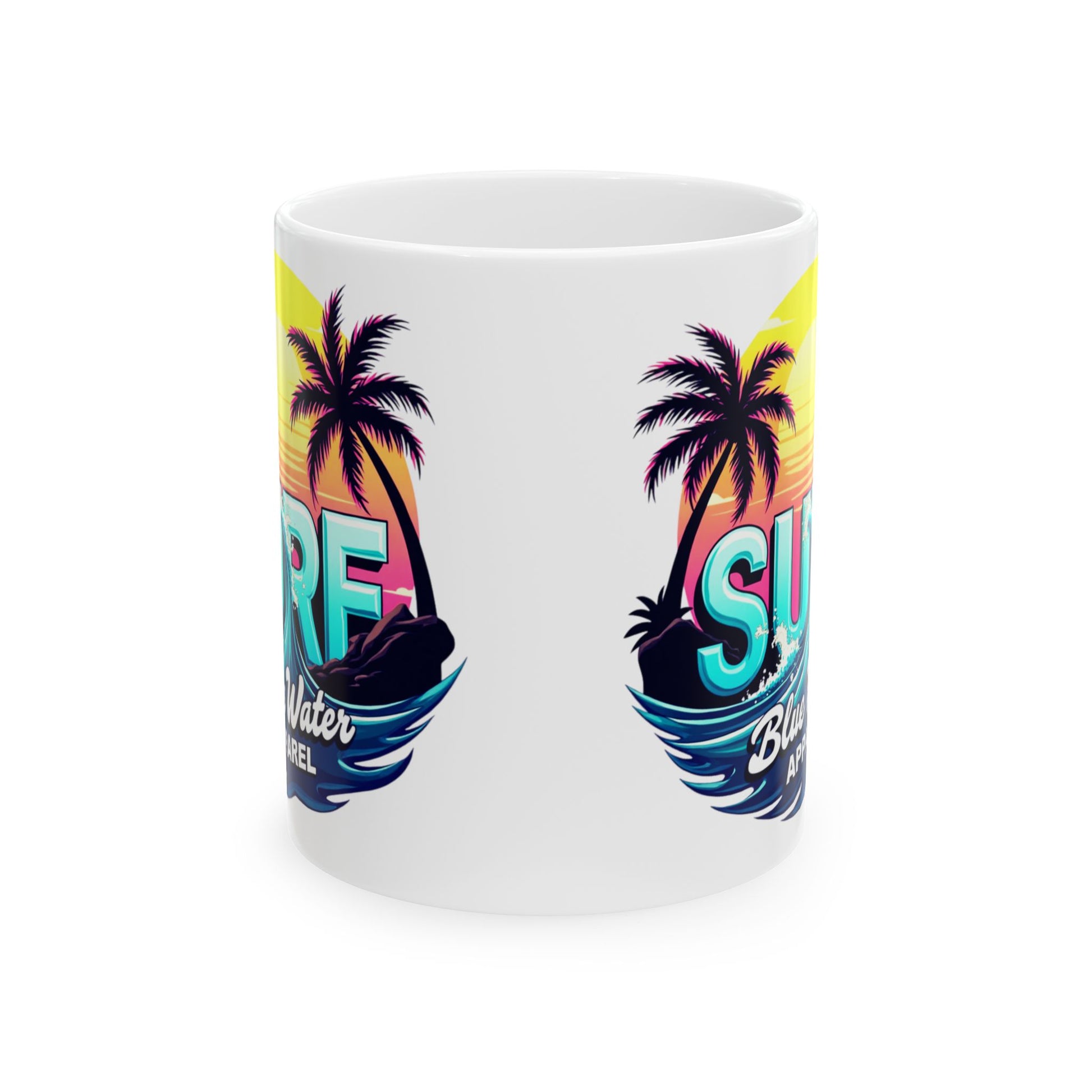 side view of retro surf mug by blue water apparel