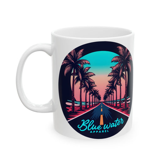 Palm Tree Road 11oz. Ceramic Mug by Blue Water Apparel