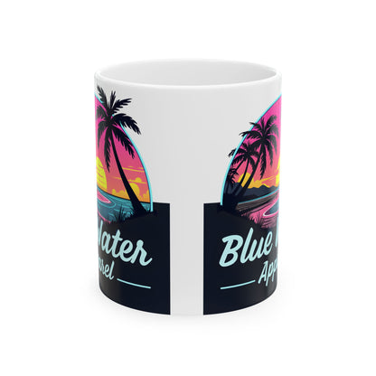Retro Graphic Ceramic Mug - Neon Sunset by Blue Water Apparel