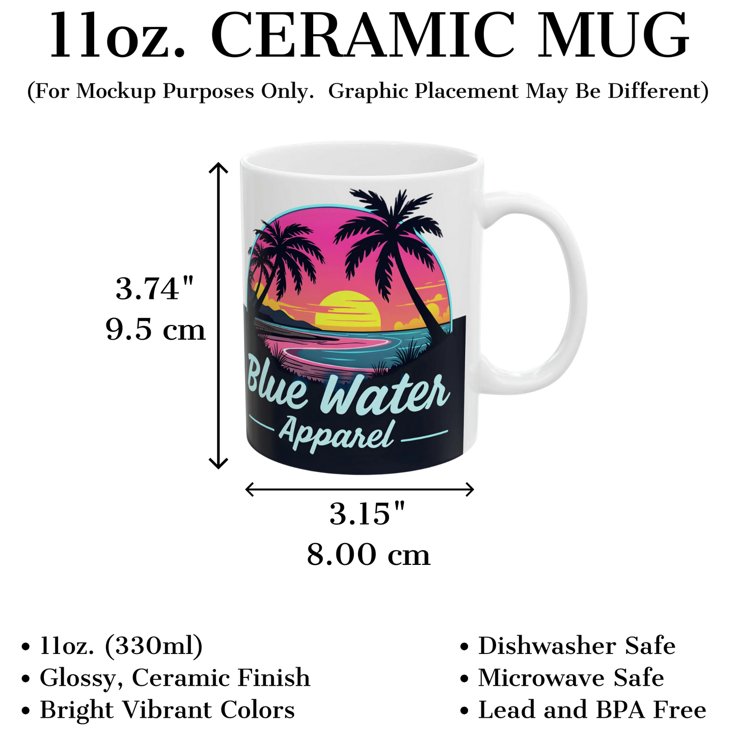 Retro Graphic Ceramic Mug - Neon Sunset by Blue Water Apparel