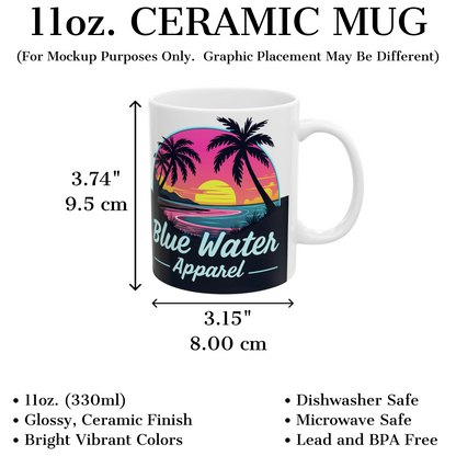 Retro Graphic Ceramic Mug - Neon Sunset by Blue Water Apparel