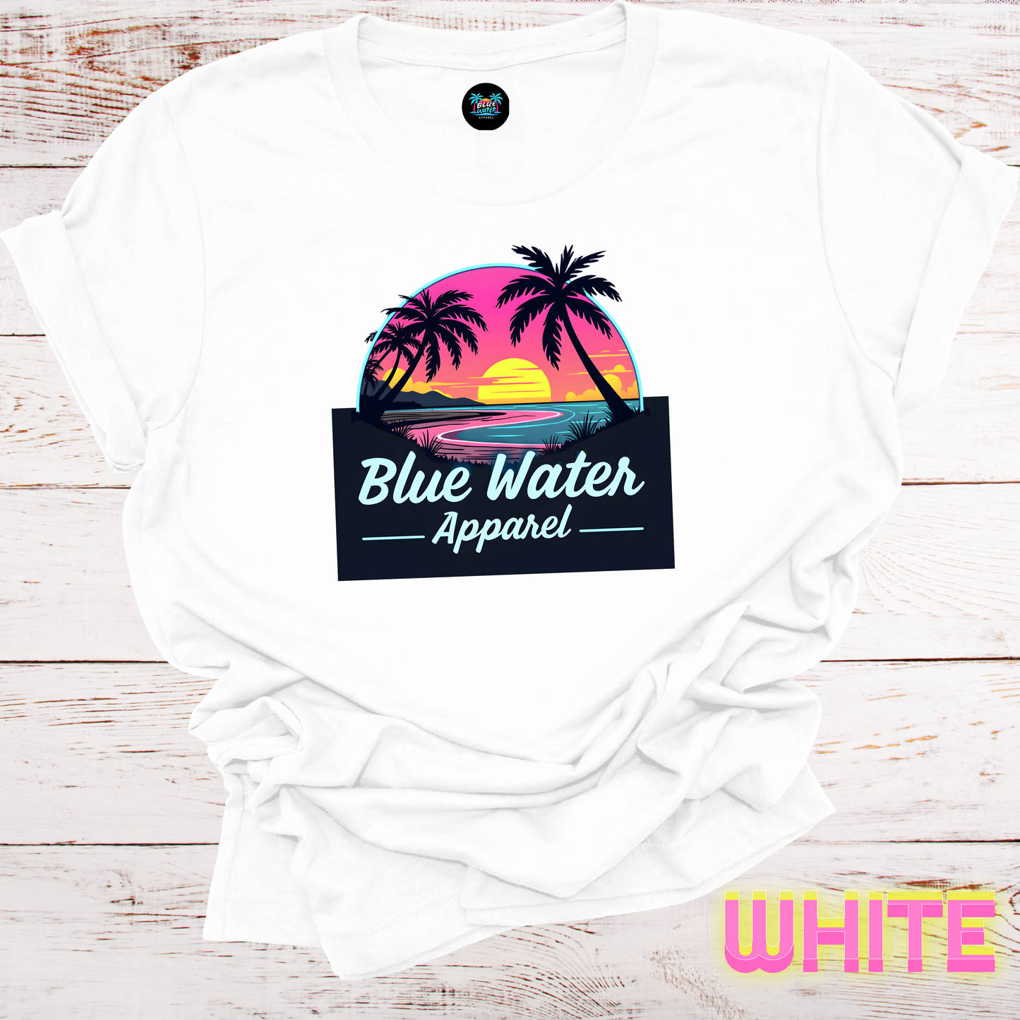 Neon Sunset Unisex Soft Tee by Blue Water Apparel, Front Placement of Graphic, 13 Colors