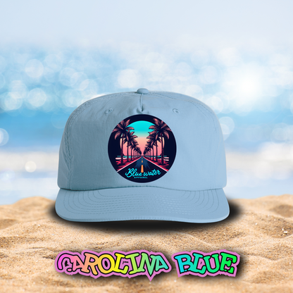 Retro Graphic Surf Cap - Palm Tree Road by Blue Water Apparel