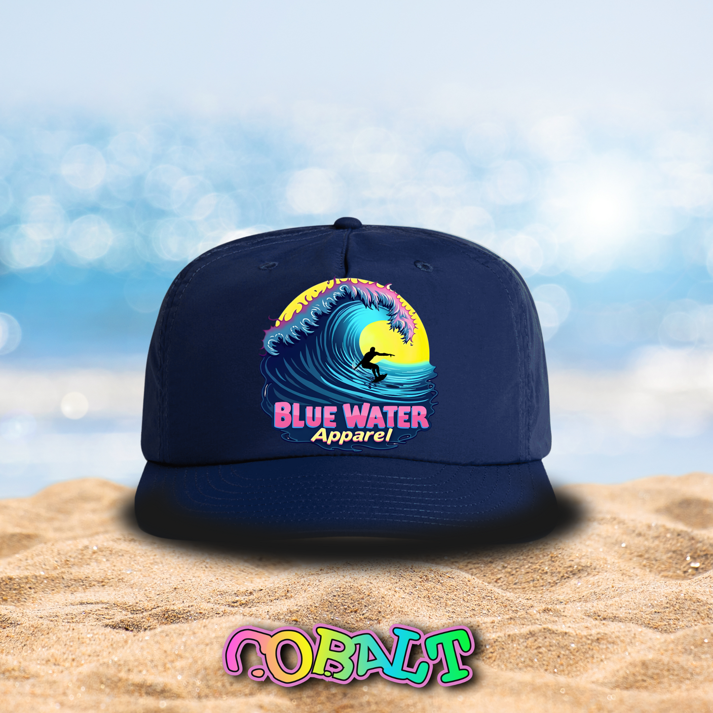 Retro Graphic Surf Cap - Neon Surfer by Blue Water Apparel