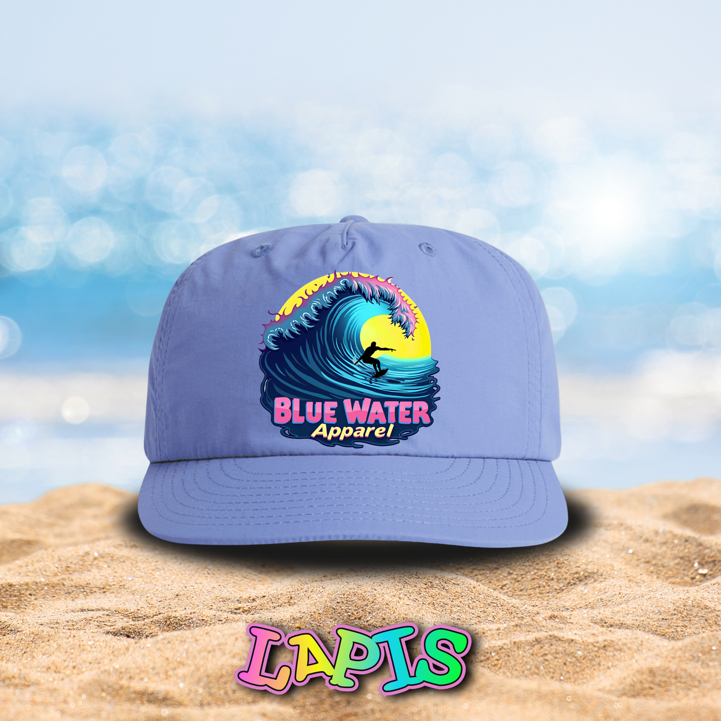 Retro Graphic Surf Cap - Neon Surfer by Blue Water Apparel