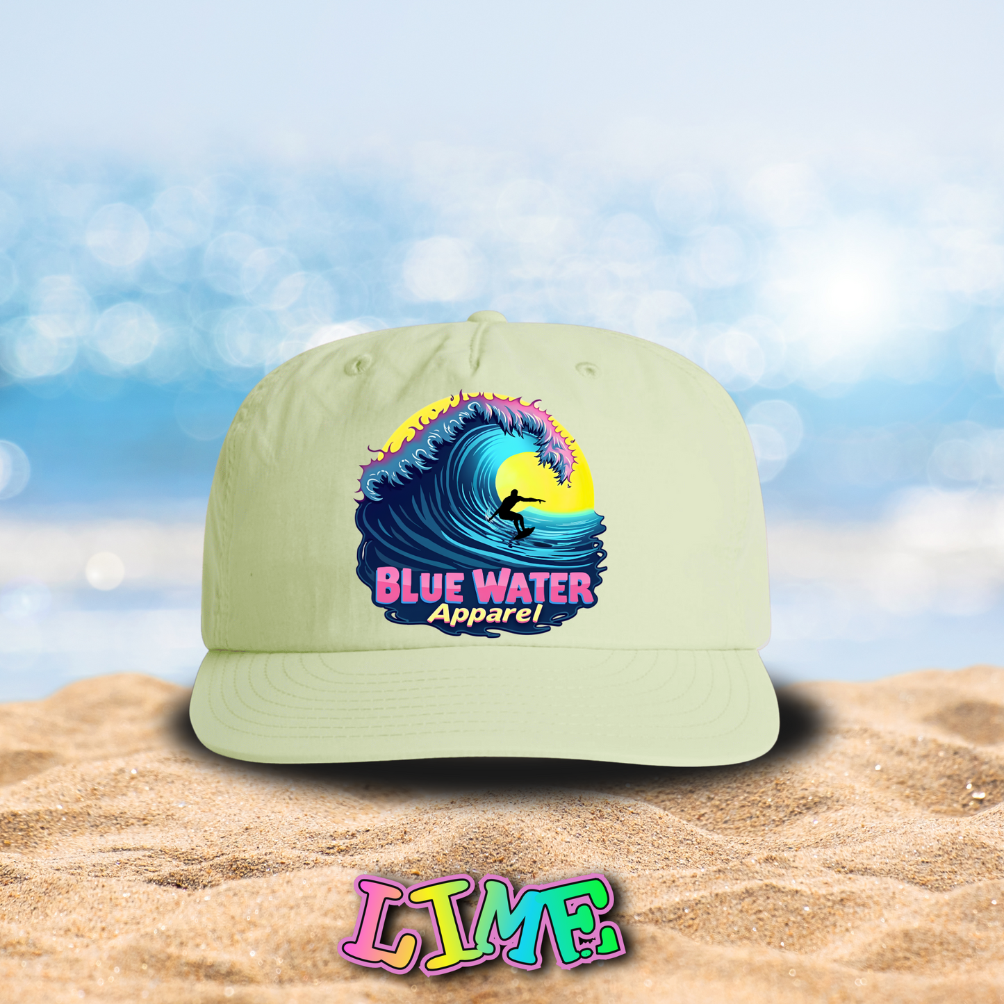 Retro Graphic Surf Cap - Neon Surfer by Blue Water Apparel