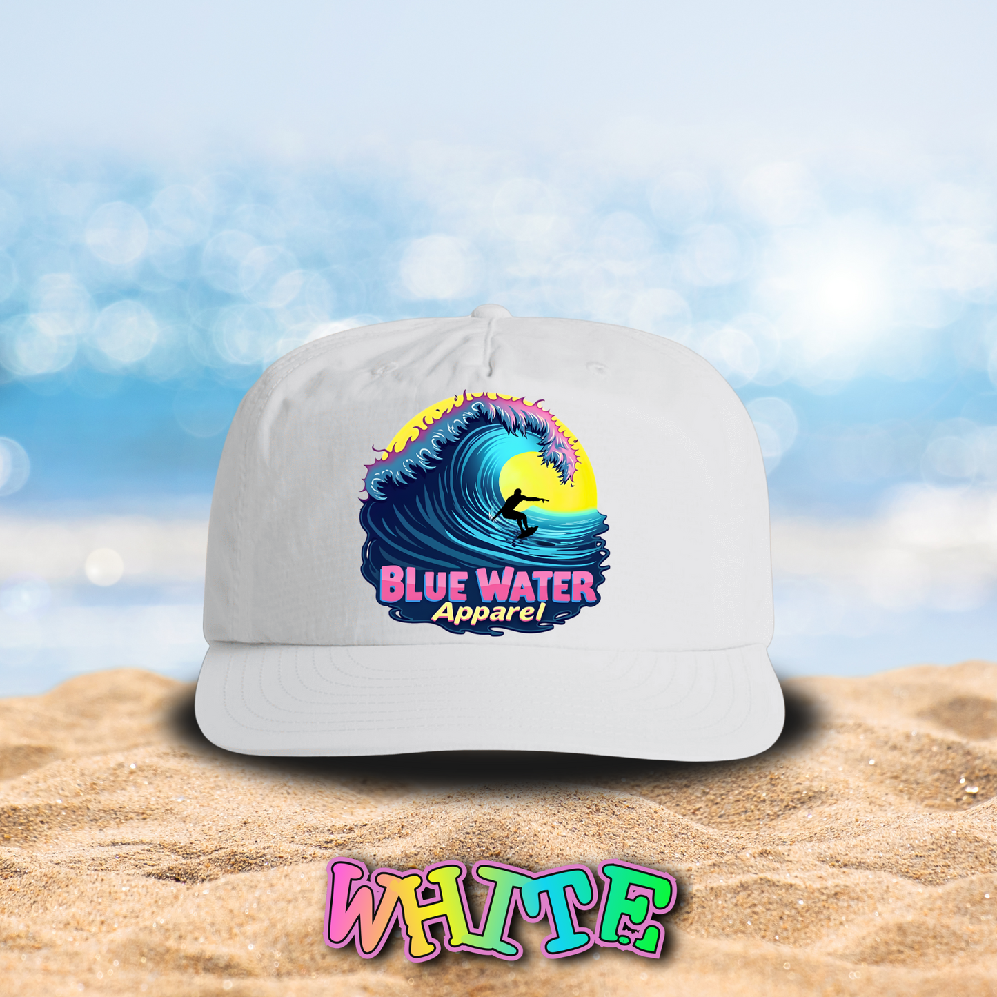 Retro Graphic Surf Cap - Neon Surfer by Blue Water Apparel