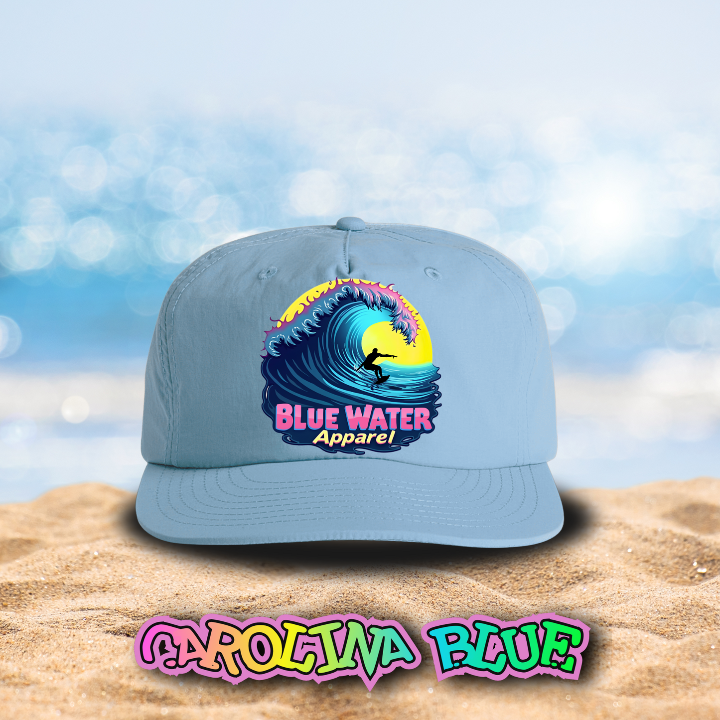 Retro Graphic Surf Cap - Neon Surfer by Blue Water Apparel