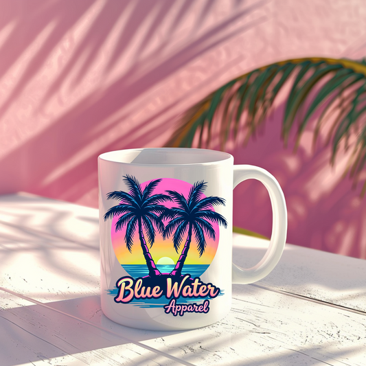 Retro Graphic Ceramic Mug - Neon Tropics by Blue Water Apparel