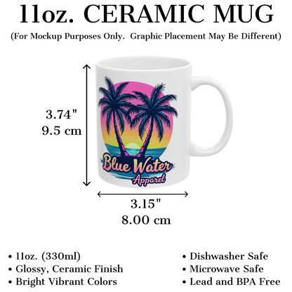 Retro Graphic Ceramic Mug - Neon Tropics by Blue Water Apparel