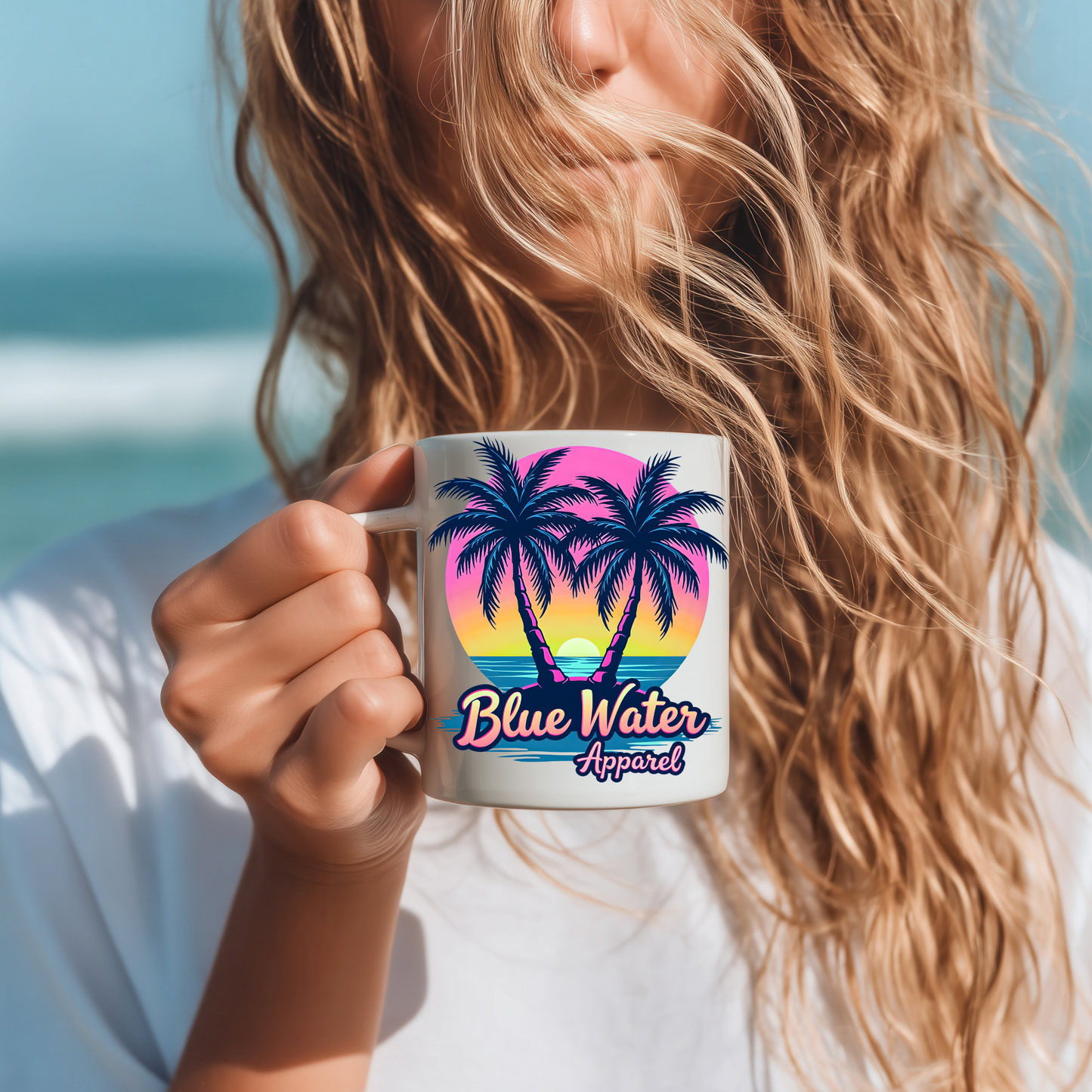 Retro Graphic Ceramic Mug - Neon Tropics by Blue Water Apparel