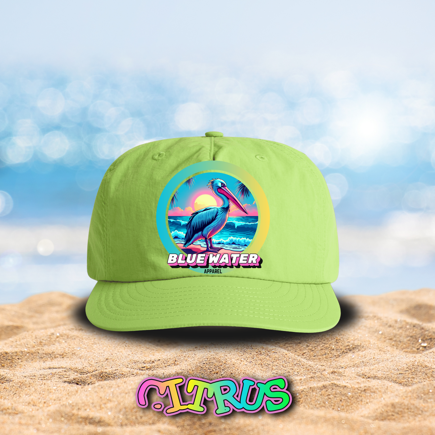 Retro Graphic Surf Cap - Retro Pelican by Blue Water Apparel
