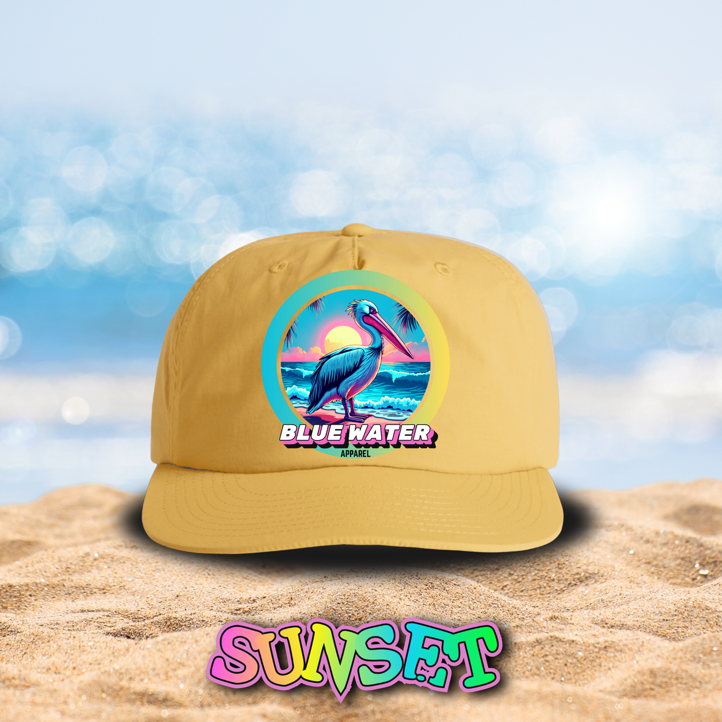Retro Graphic Surf Cap - Retro Pelican by Blue Water Apparel