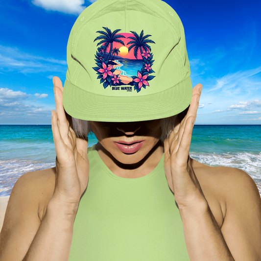 Retro Graphic Surf Cap - Tropical Sunset by Blue Water Apparel