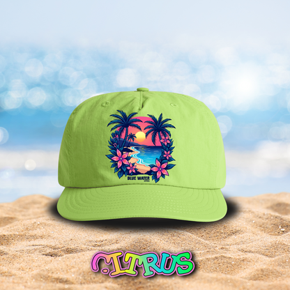 Retro Graphic Surf Cap - Tropical Sunset by Blue Water Apparel