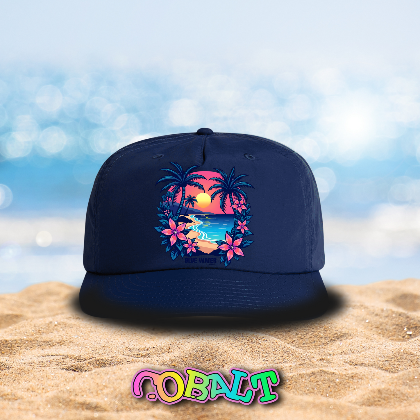 Retro Graphic Surf Cap - Tropical Sunset by Blue Water Apparel