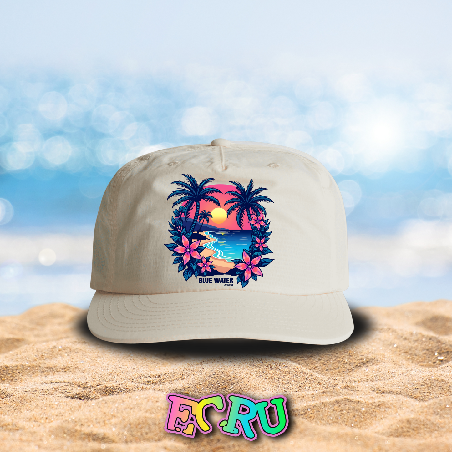 Retro Graphic Surf Cap - Tropical Sunset by Blue Water Apparel