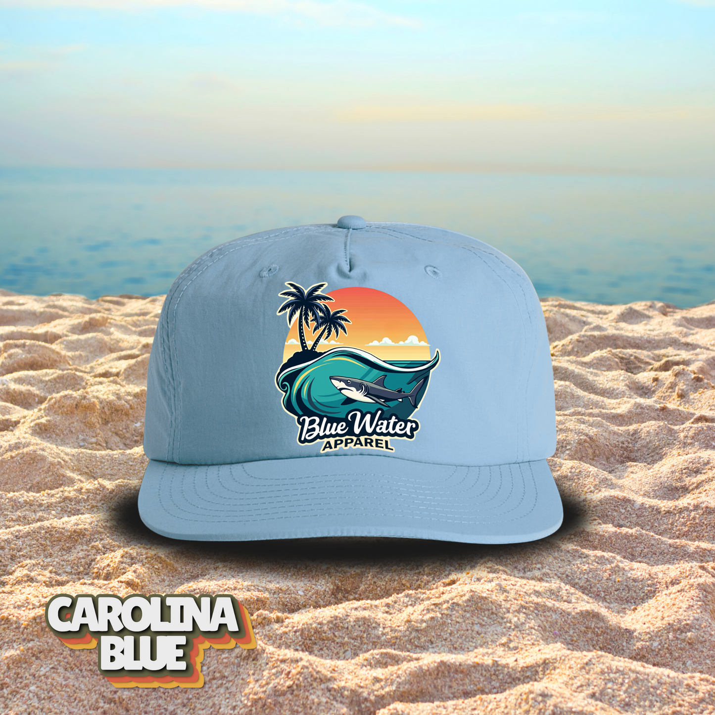 Vintage Graphic Surf Cap - Shark Wave by  Blue Water Apparel