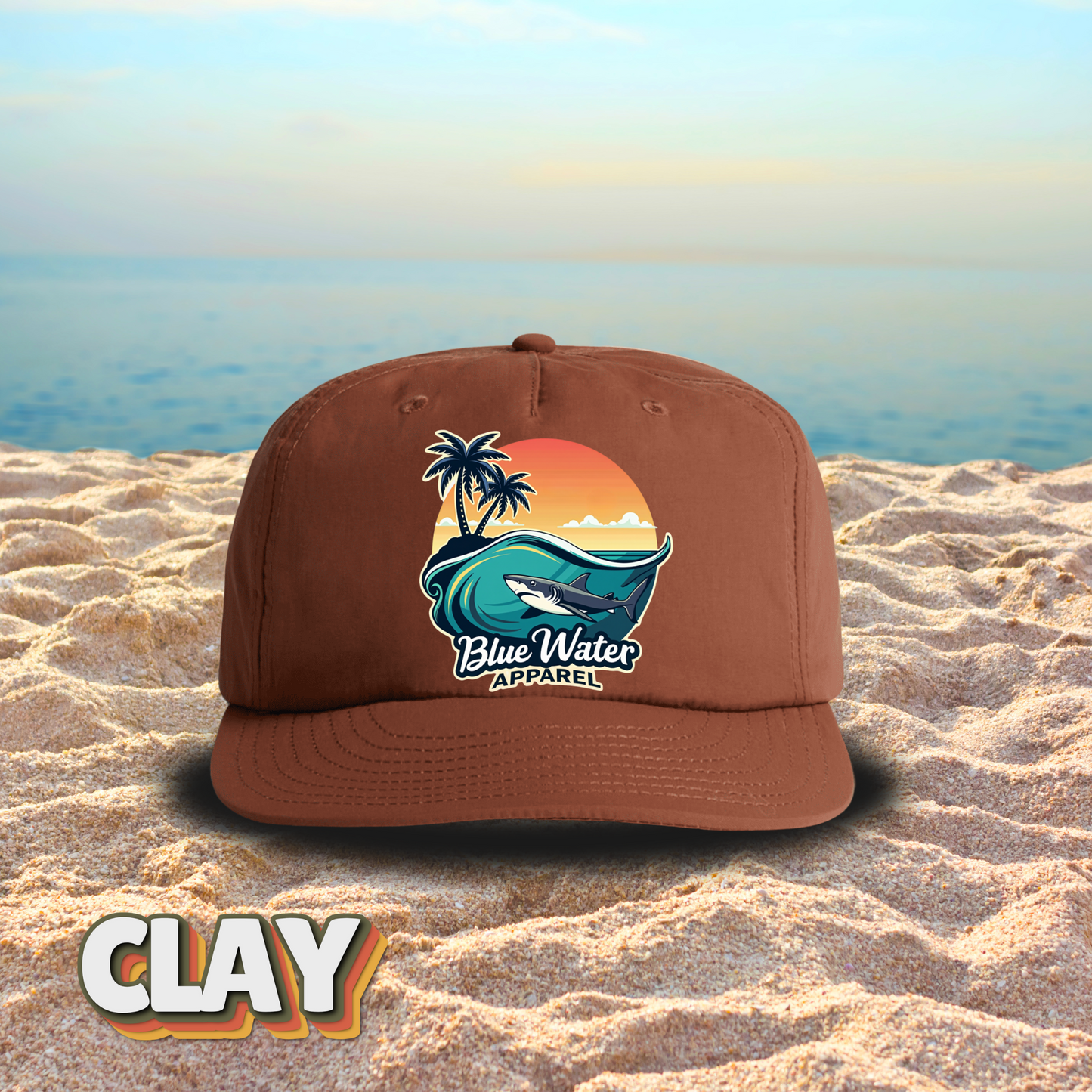 Vintage Graphic Surf Cap - Shark Wave by  Blue Water Apparel