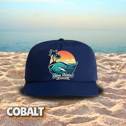 Vintage Graphic Surf Cap - Shark Wave by  Blue Water Apparel