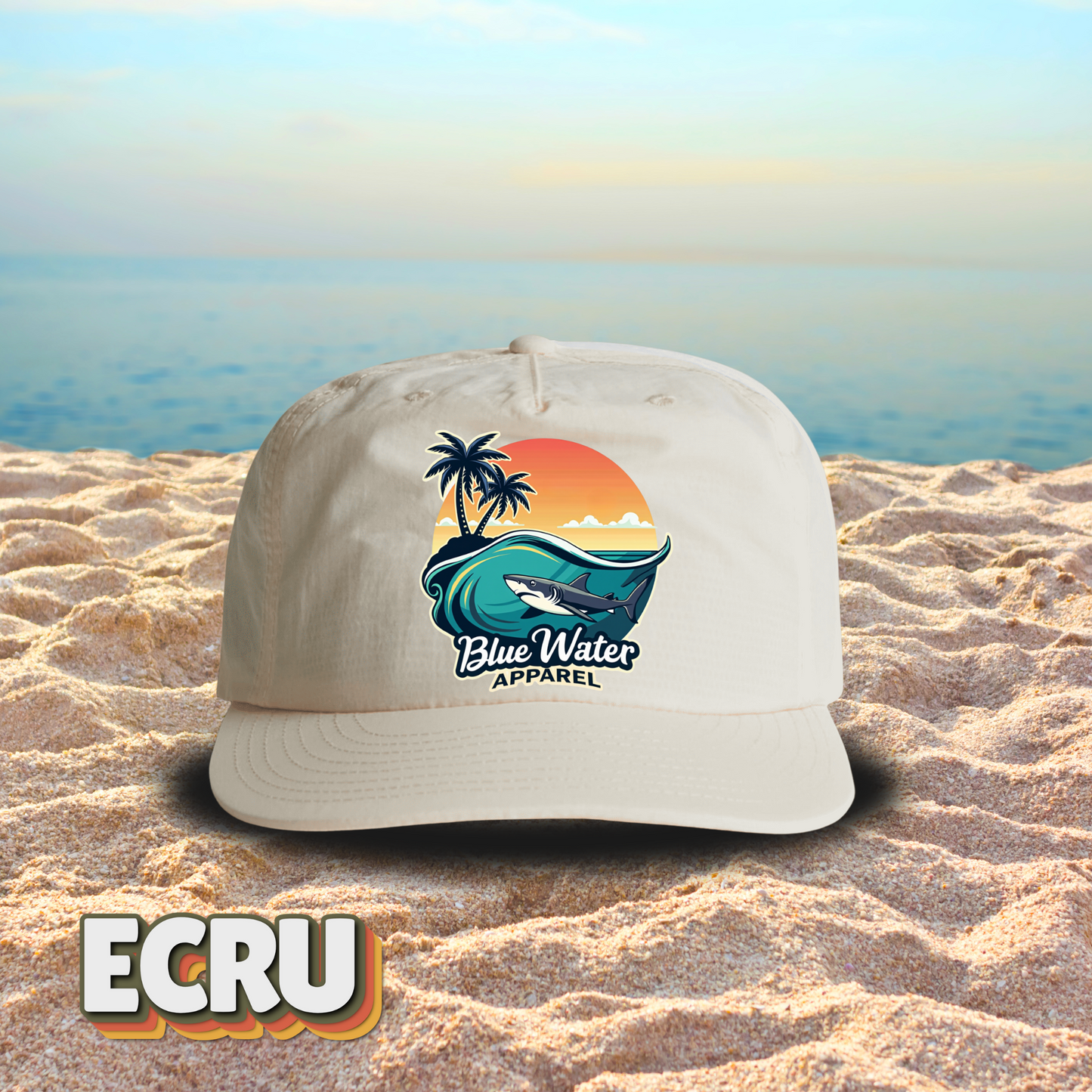 Vintage Graphic Surf Cap - Shark Wave by  Blue Water Apparel