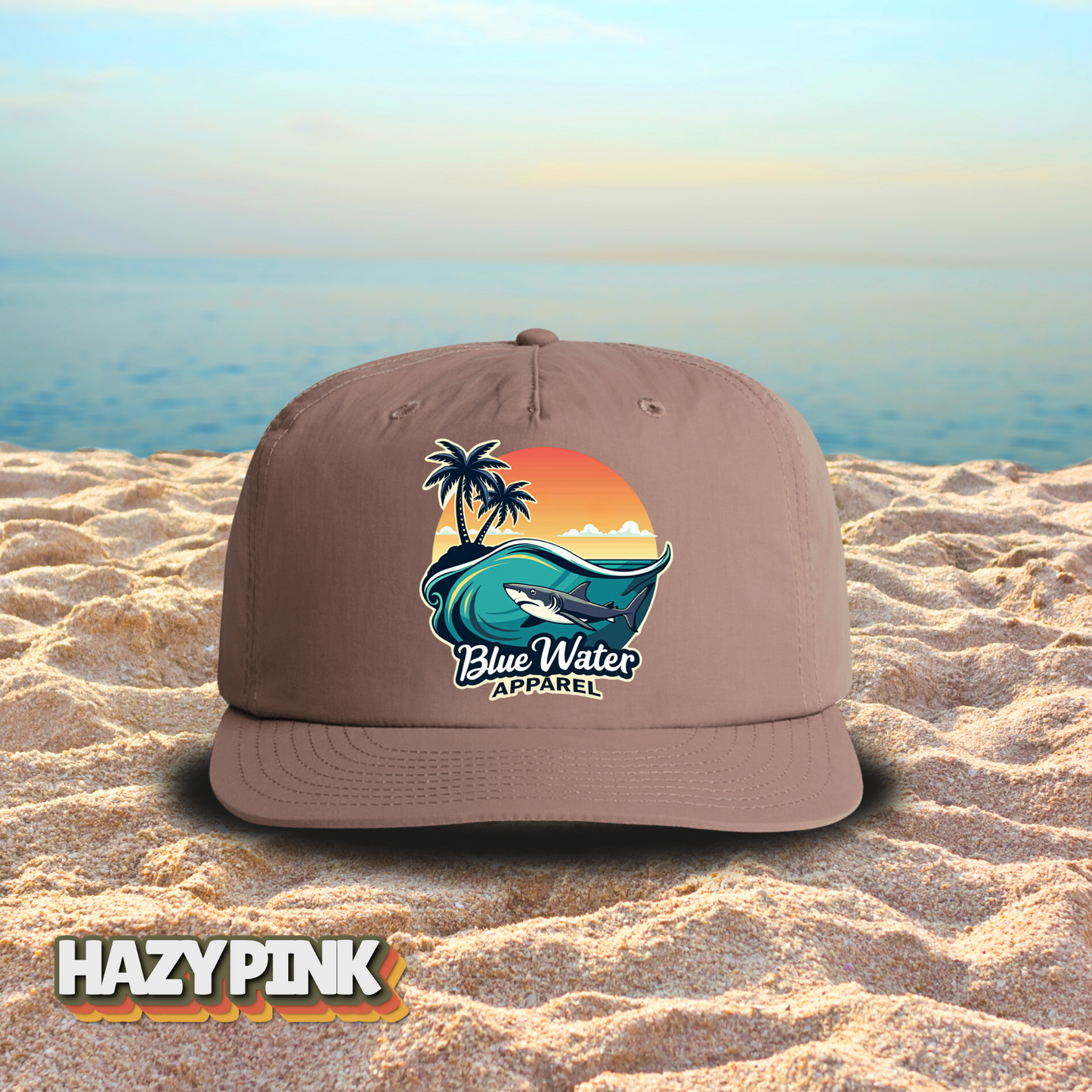 Vintage Graphic Surf Cap - Shark Wave by  Blue Water Apparel