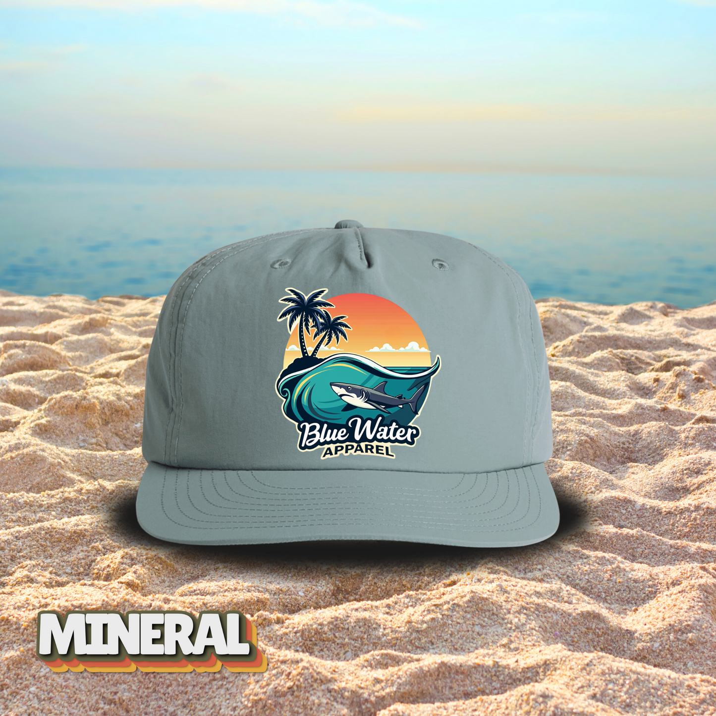 Vintage Graphic Surf Cap - Shark Wave by  Blue Water Apparel