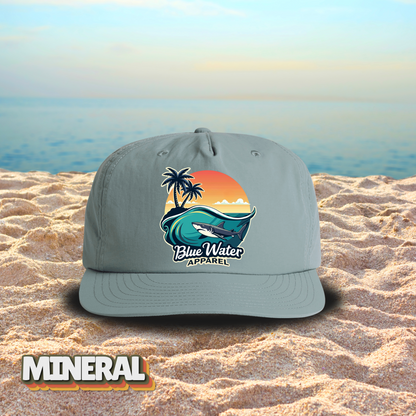 Vintage Graphic Surf Cap - Shark Wave by  Blue Water Apparel