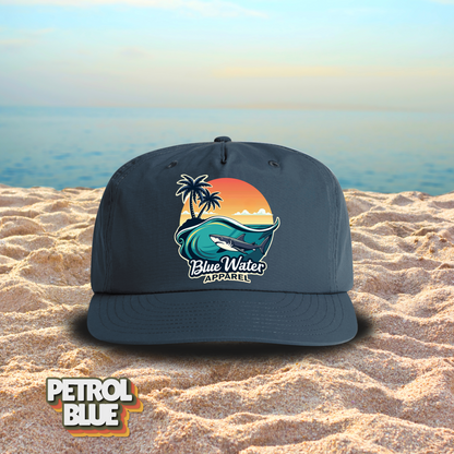 Vintage Graphic Surf Cap - Shark Wave by  Blue Water Apparel