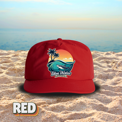 Vintage Graphic Surf Cap - Shark Wave by  Blue Water Apparel