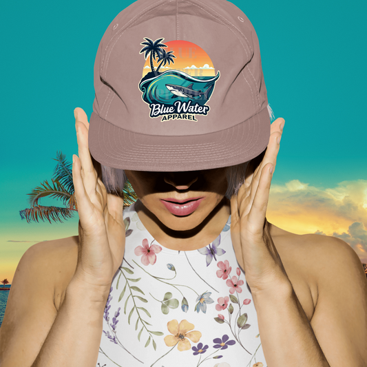 Vintage Graphic Surf Cap - Shark Wave by  Blue Water Apparel
