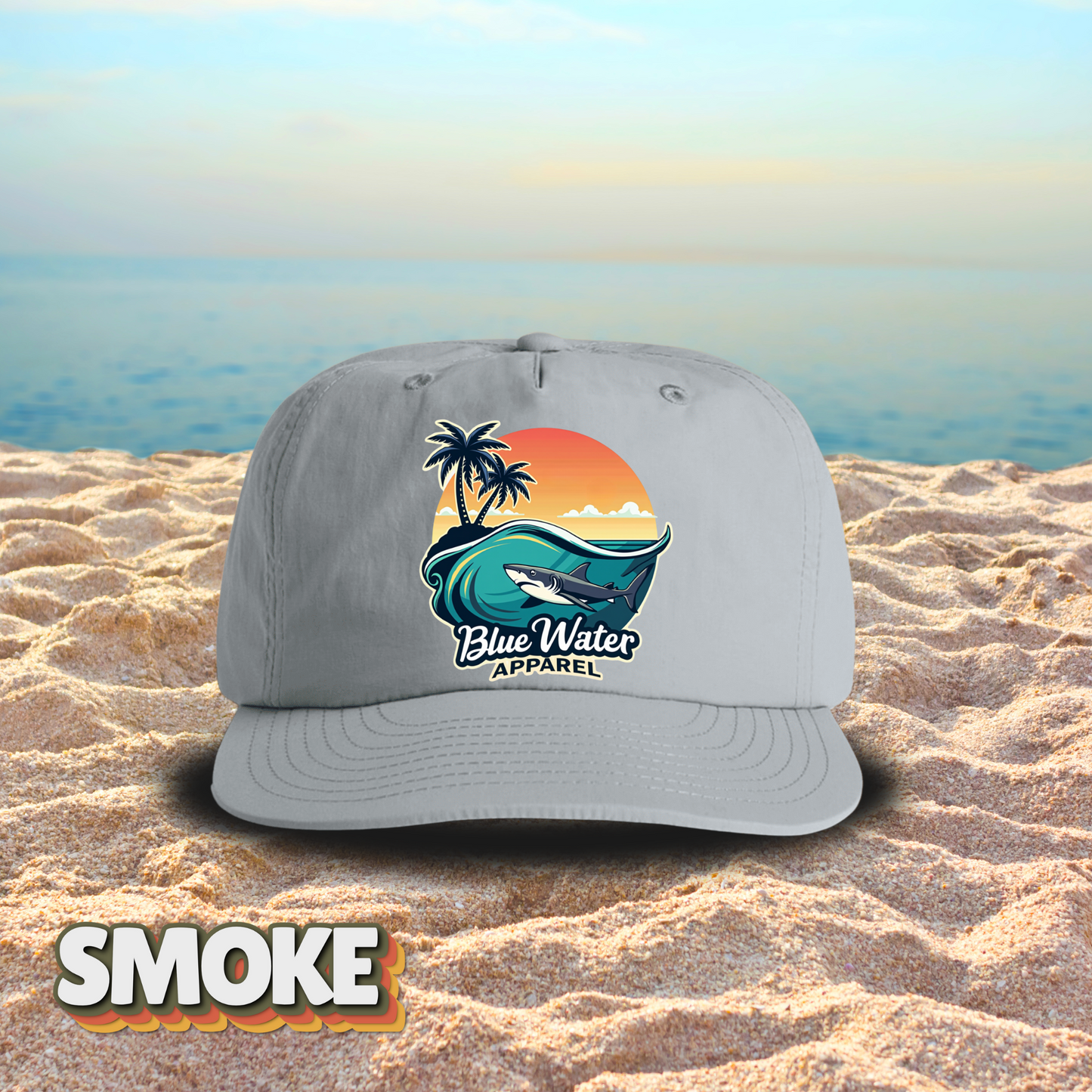 Vintage Graphic Surf Cap - Shark Wave by  Blue Water Apparel