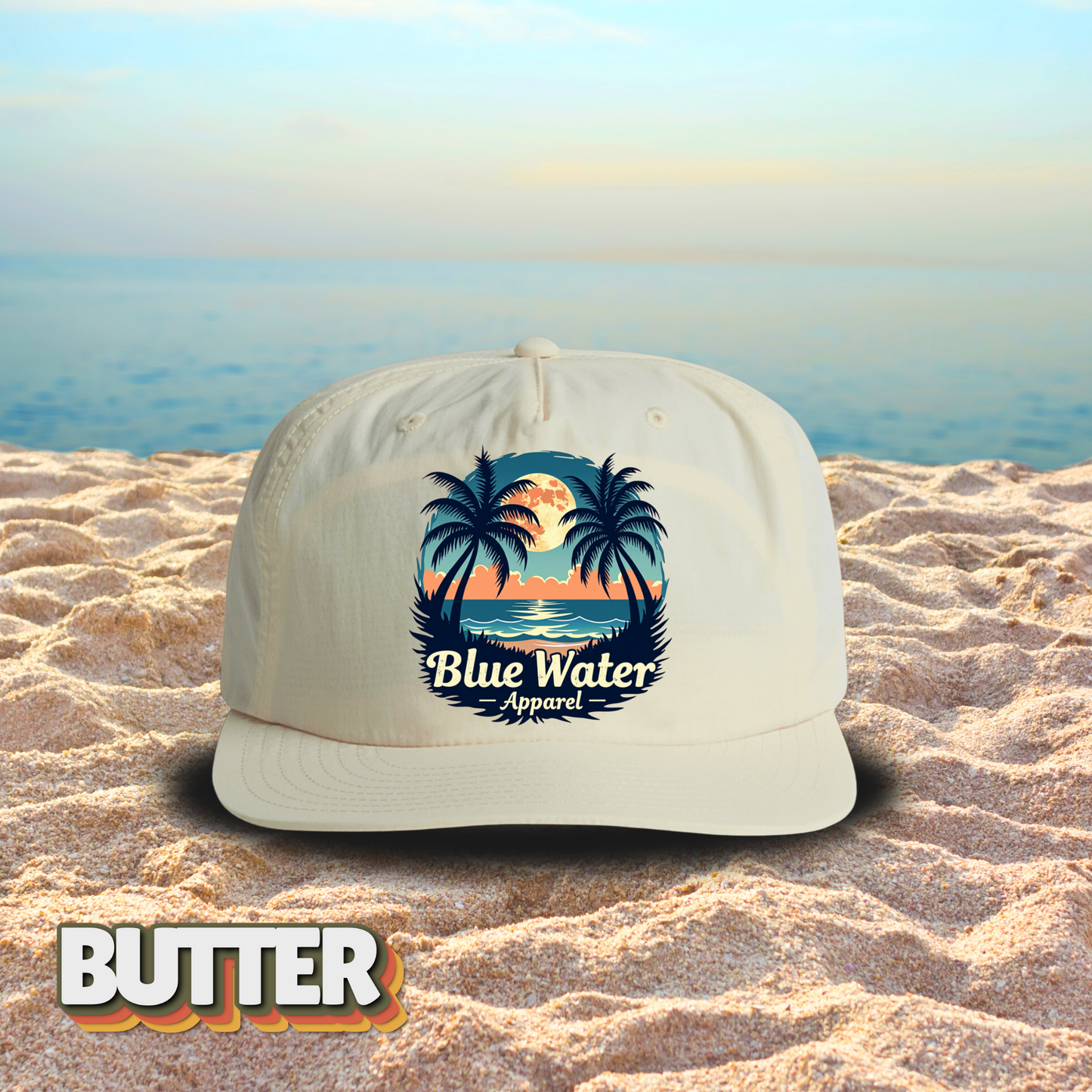 Vintage Graphic Surf Cap - Tropical Moon by Blue Water Apparel