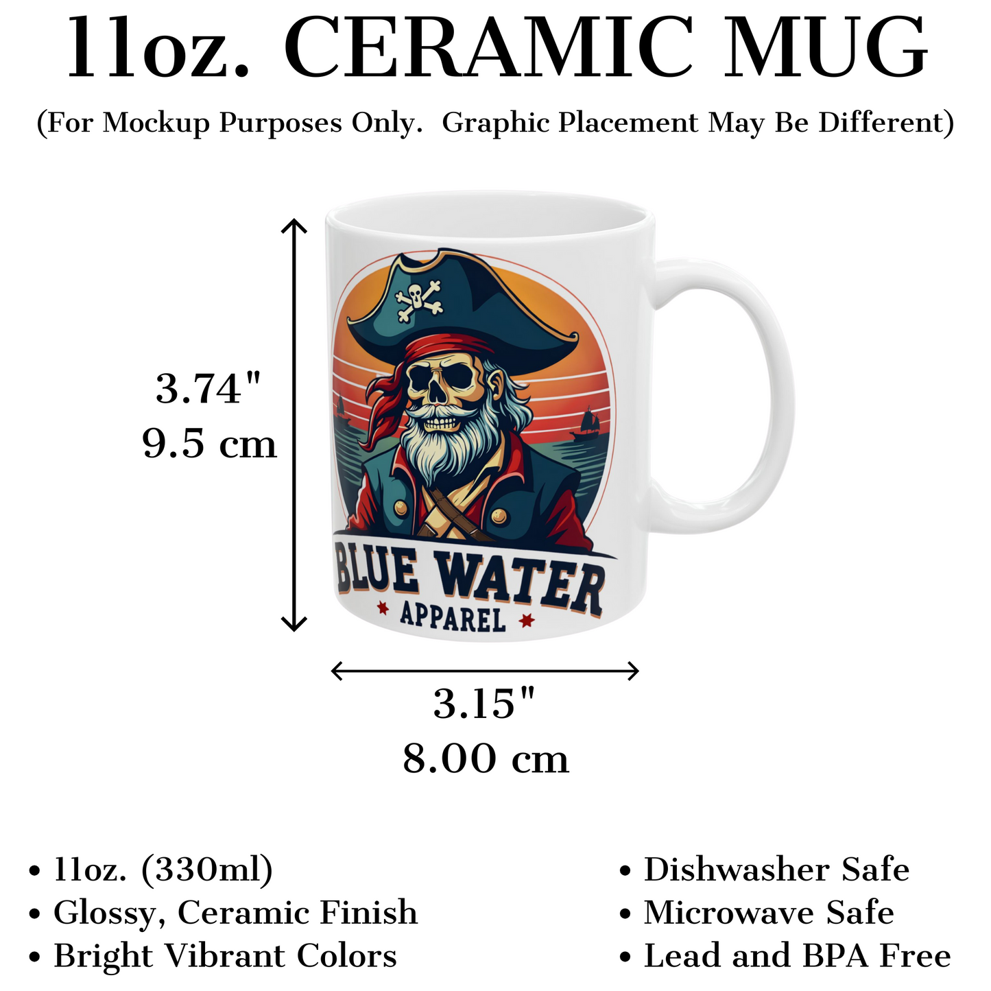 Vintage Pirate 11oz Ceramic Mug by Blue Water Apparel
