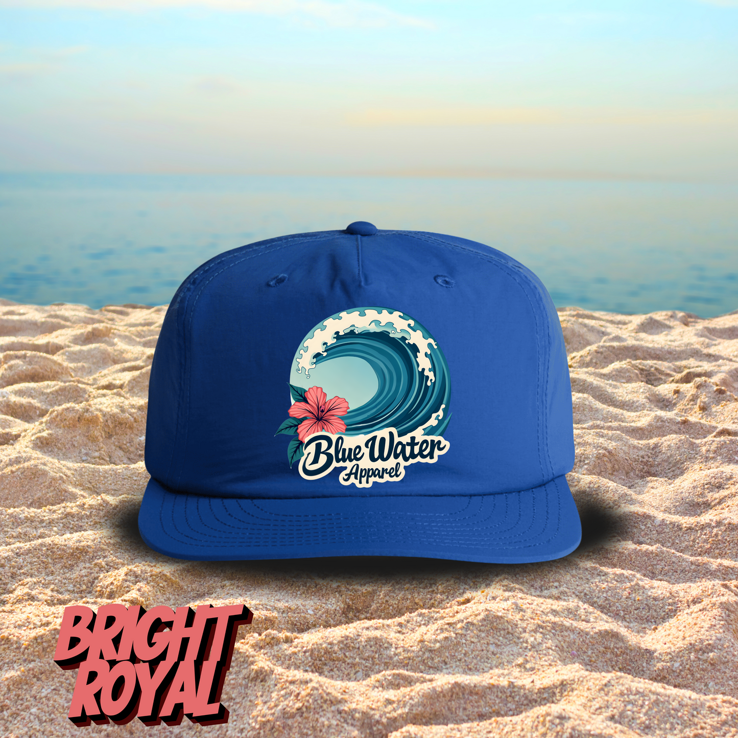 Vintage Graphic Surf Cap - Hibiscus Wave by Blue Water Apparel