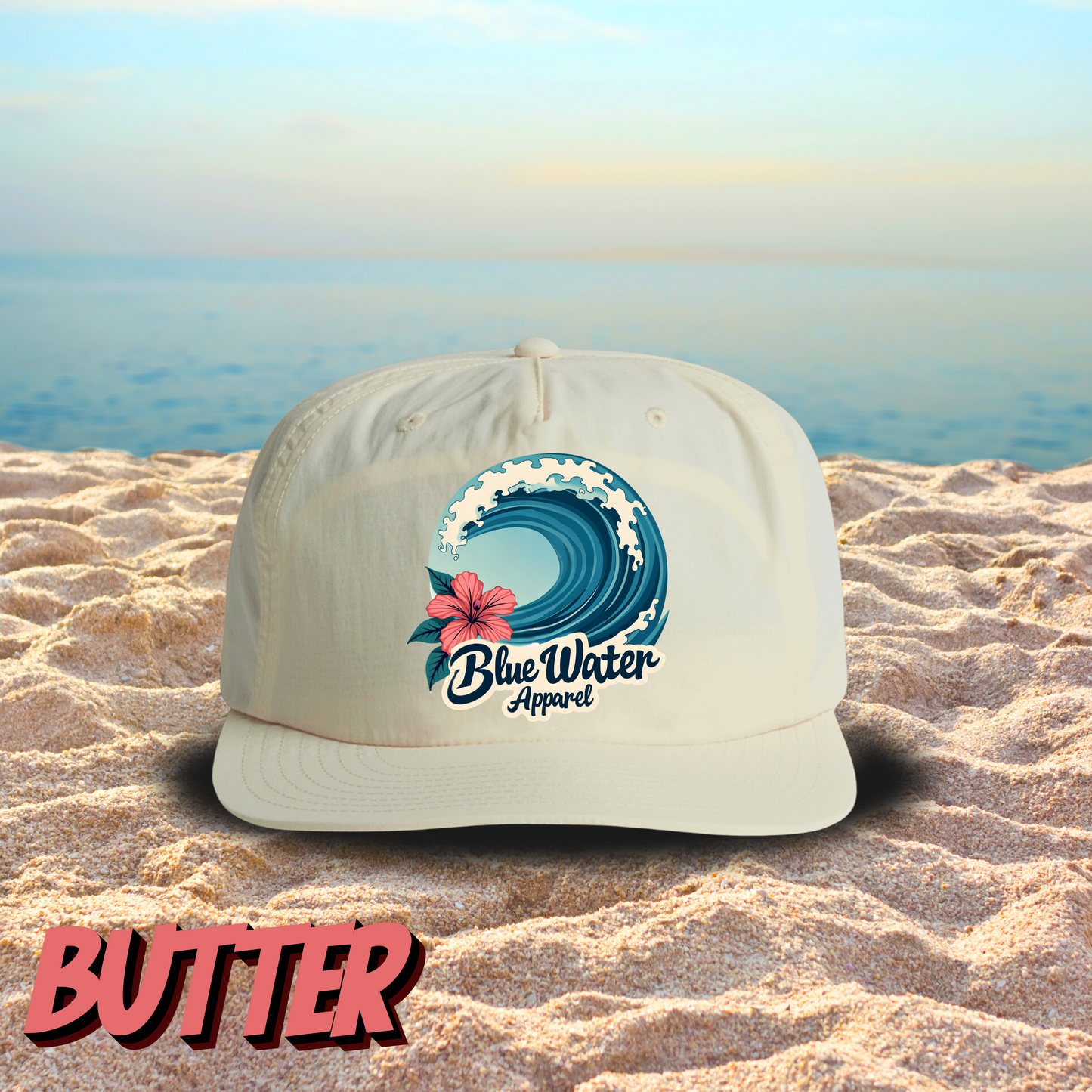 Vintage Graphic Surf Cap - Hibiscus Wave by Blue Water Apparel
