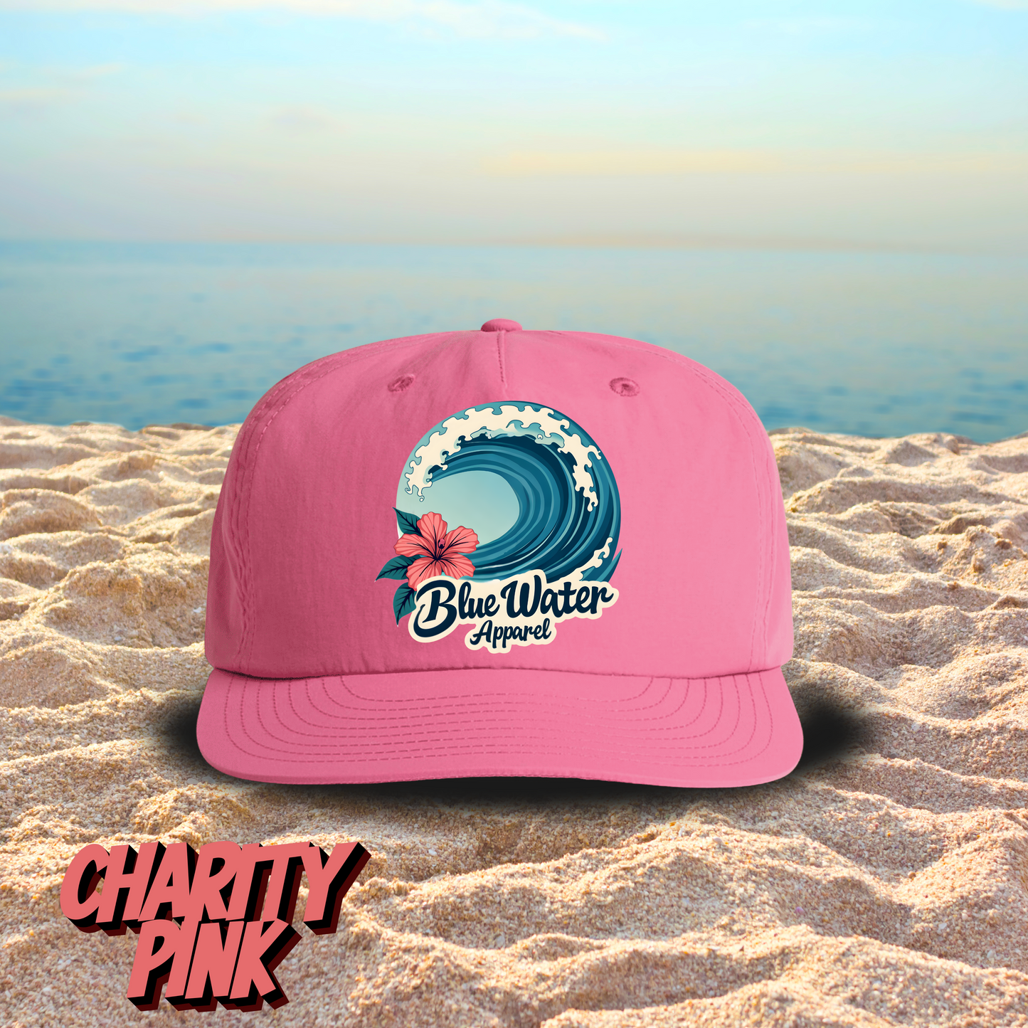 Vintage Graphic Surf Cap - Hibiscus Wave by Blue Water Apparel