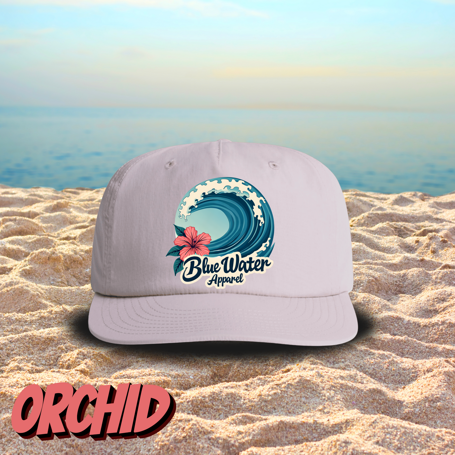 Vintage Graphic Surf Cap - Hibiscus Wave by Blue Water Apparel