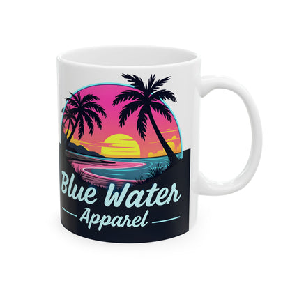 Retro Graphic Ceramic Mug - Neon Sunset by Blue Water Apparel