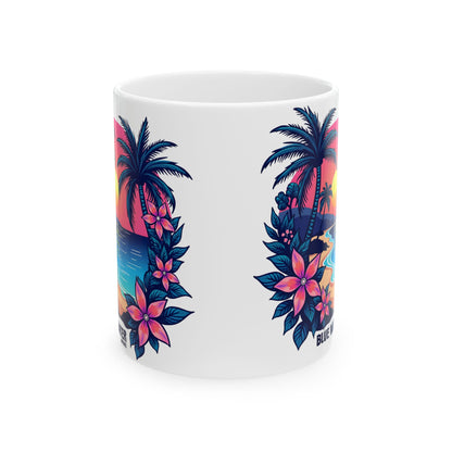 Retro Graphic Ceramic Mug - Tropical Sunset by Blue Water Apparel