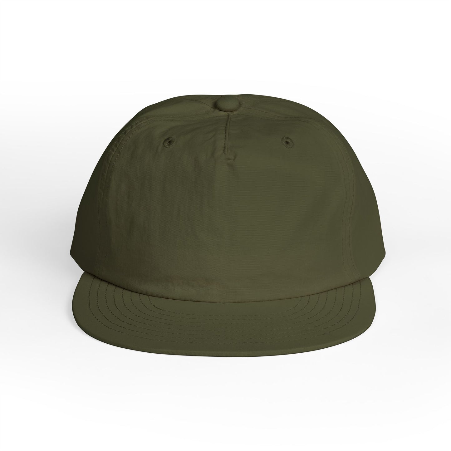 front view of army green colored surf cap