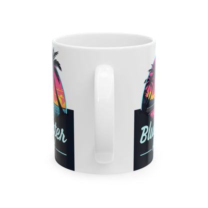 Retro Graphic Ceramic Mug - Neon Sunset by Blue Water Apparel