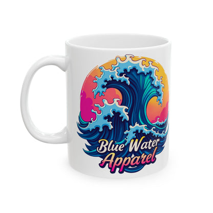 Retro Graphic Ceramic Mug - Retro Wave by Blue Water Apparel