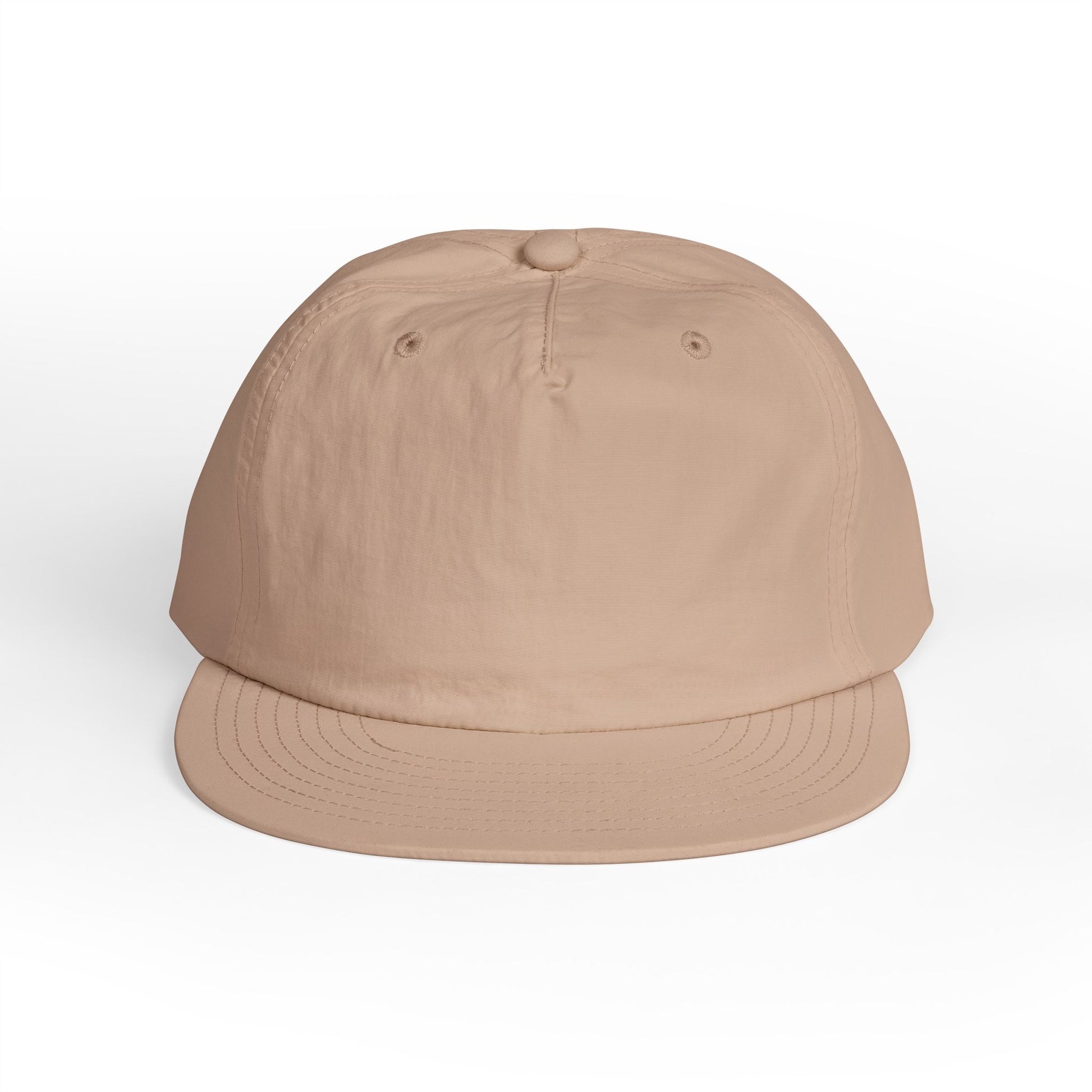 front view of taupe colored surf cap