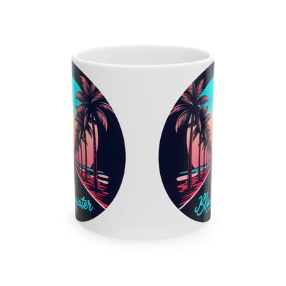Retro Graphic Ceramic Mug - Palm Tree Road by Blue Water Apparel