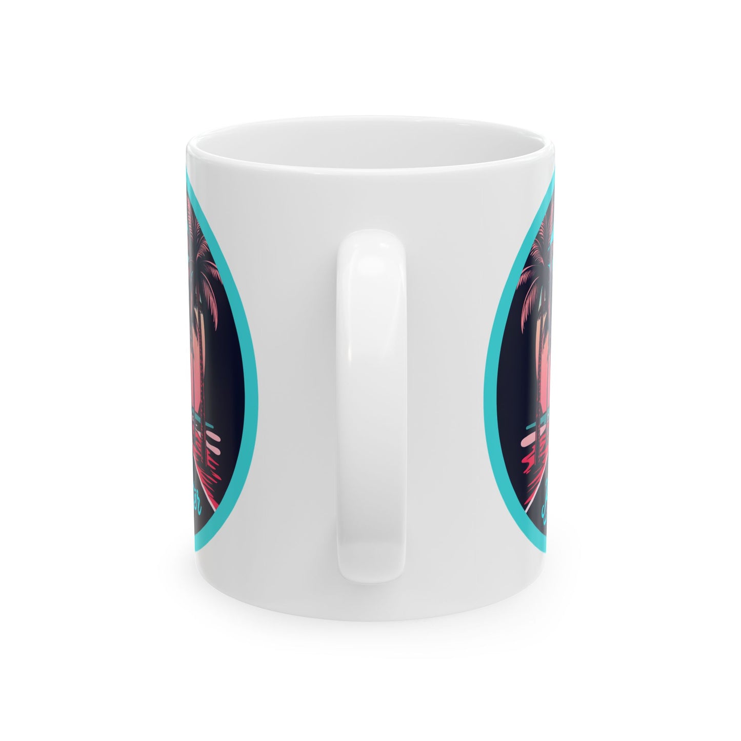 Retro Graphic Ceramic Mug - Palm Tree Road by Blue Water Apparel