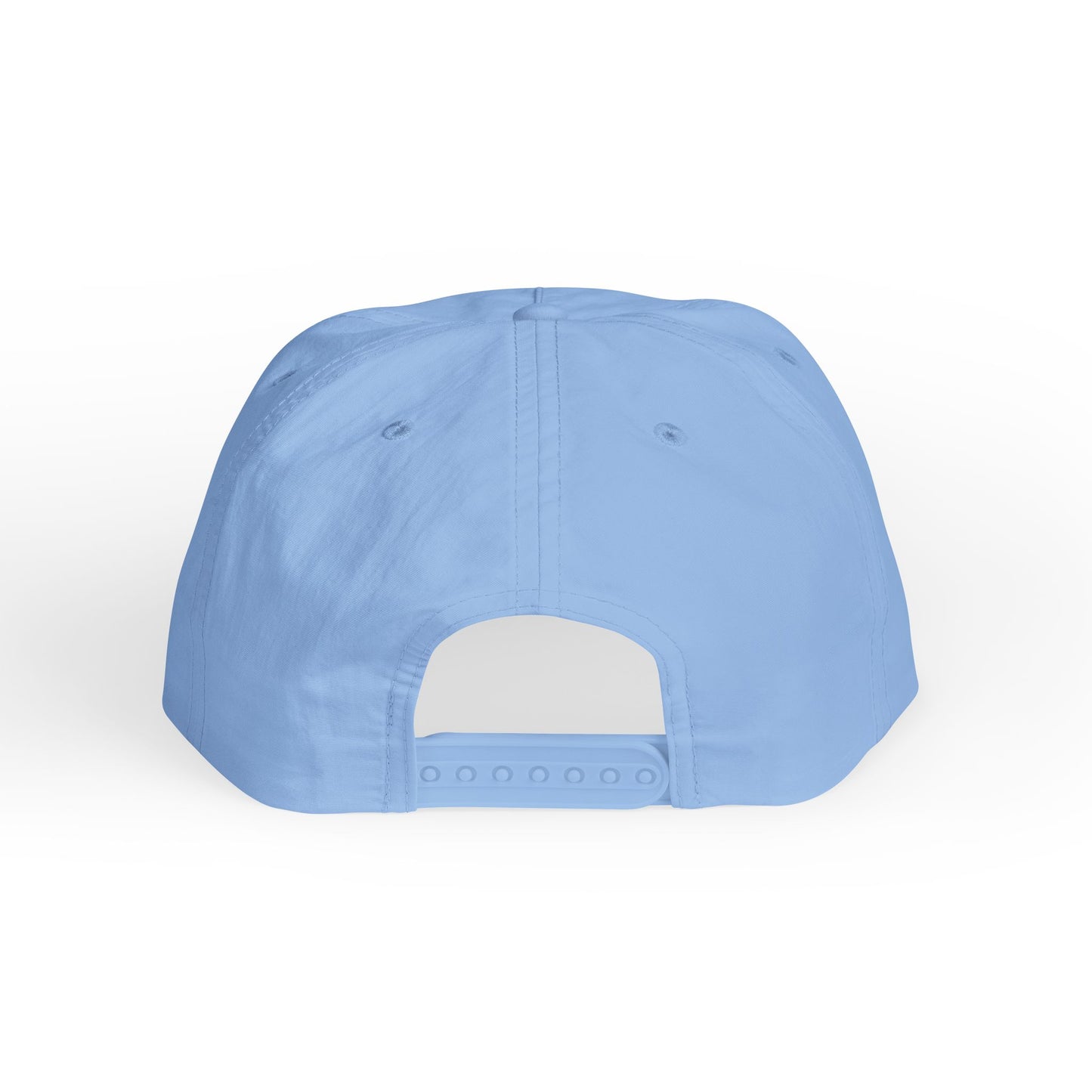 flat lay back of carolina blue tropical sunset surf cap by blue water apparel