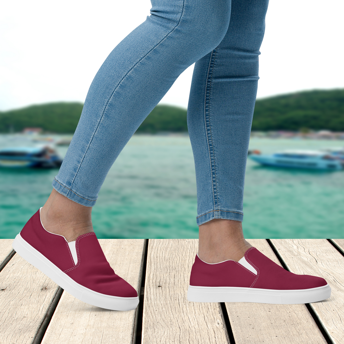 Cardinal Red Women's Slip-On Canvas Shoes to Match Our Vintage Collection T-shirts & Hooded Sweatshirts!